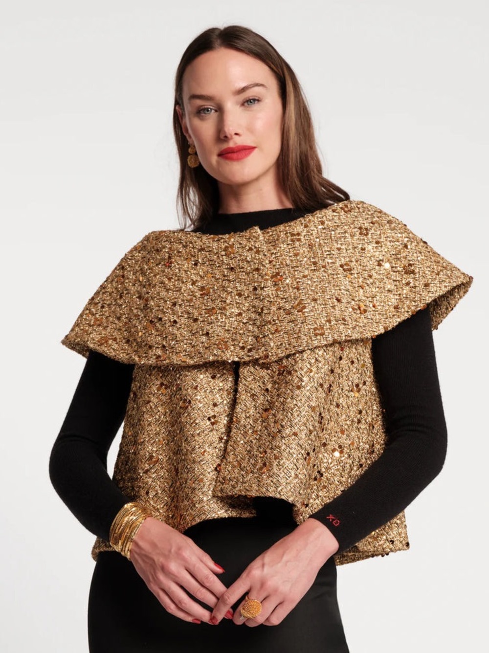 NWT FRANCES VALENTINE Peyton Swing Jacket Se Gold In Brown Sz L - Picture 4 of 10